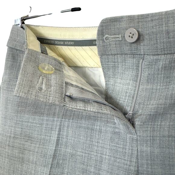 Stretch Gray Dress Shorts Bermuda Womens 0 Express Editor Business Casual Preppy - Picture 7 of 15